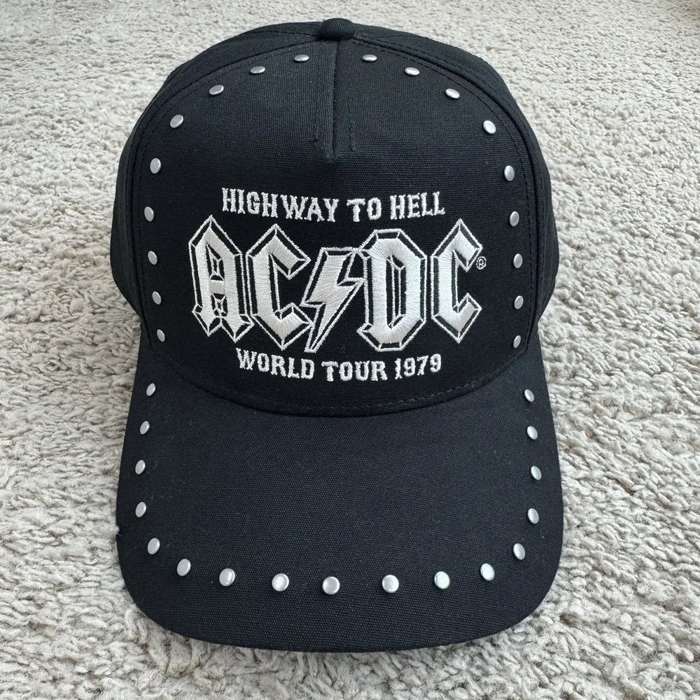 AC/DC Baseball Hat Cap Studded Black Highway To Hell World Tour 1979‎ UO x NWT